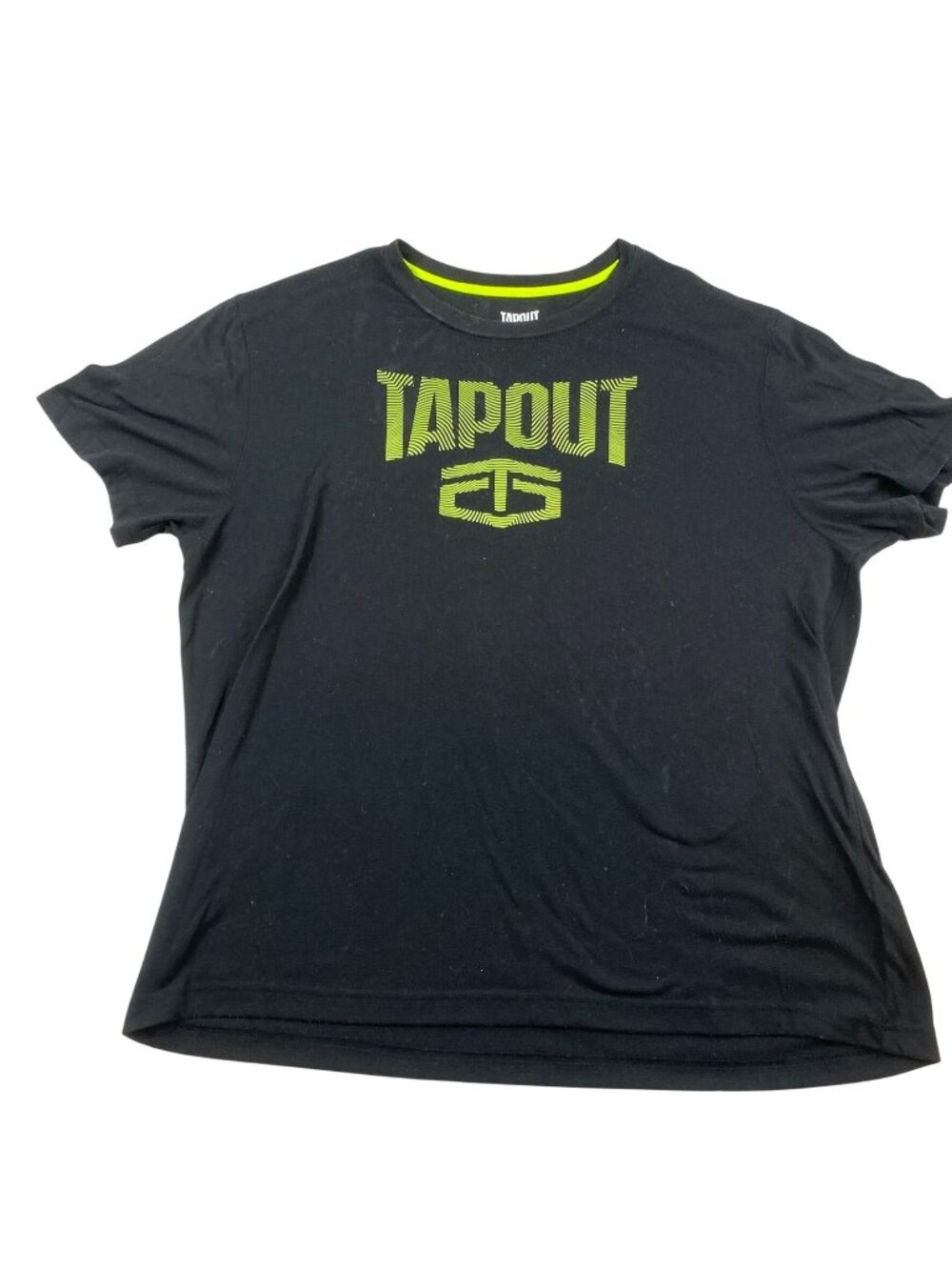Tapout Mens T-Shirt Size 2XL Black Short Sleeve Neon Logo Graphic Tee Casual Top